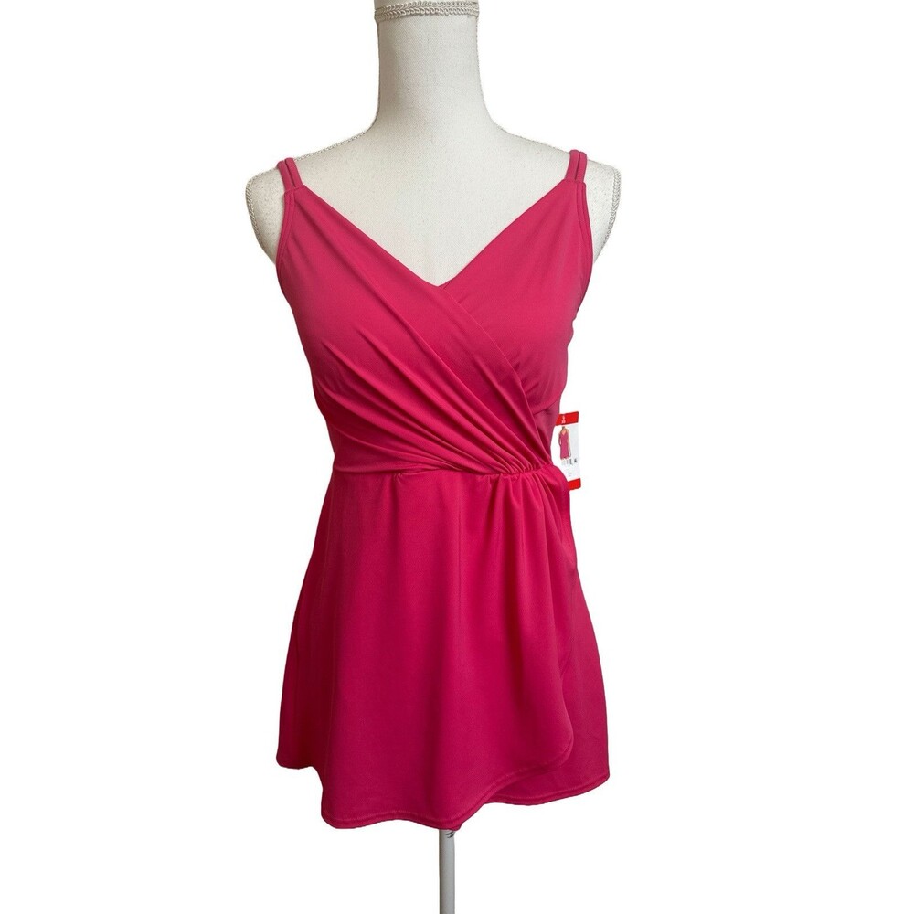 NWT LANDS' END Women's XS 2-4 Pink Tulip Wrap Swim Dress NEW